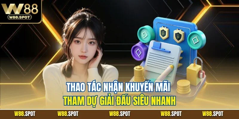 Thao tác nhận khuyến mãi tham gia giải đấu W88 siêu nhanh